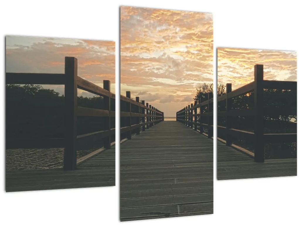 Obraz dreveného móla nad jazerom (90x60 cm)