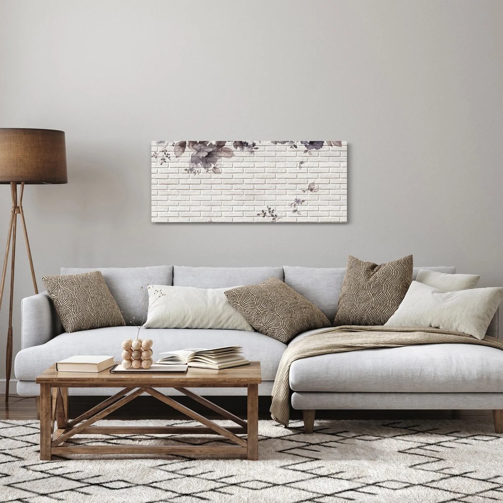 Obraz múru s kyticou (120x50 cm)