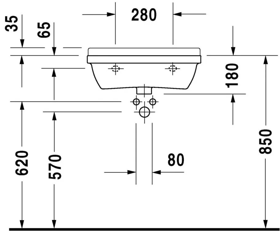 Duravit Starck 3 - Umývadlo Compact 550x370 mm, 1 otvor pre armatúru prepichnutý, biele 0301550000