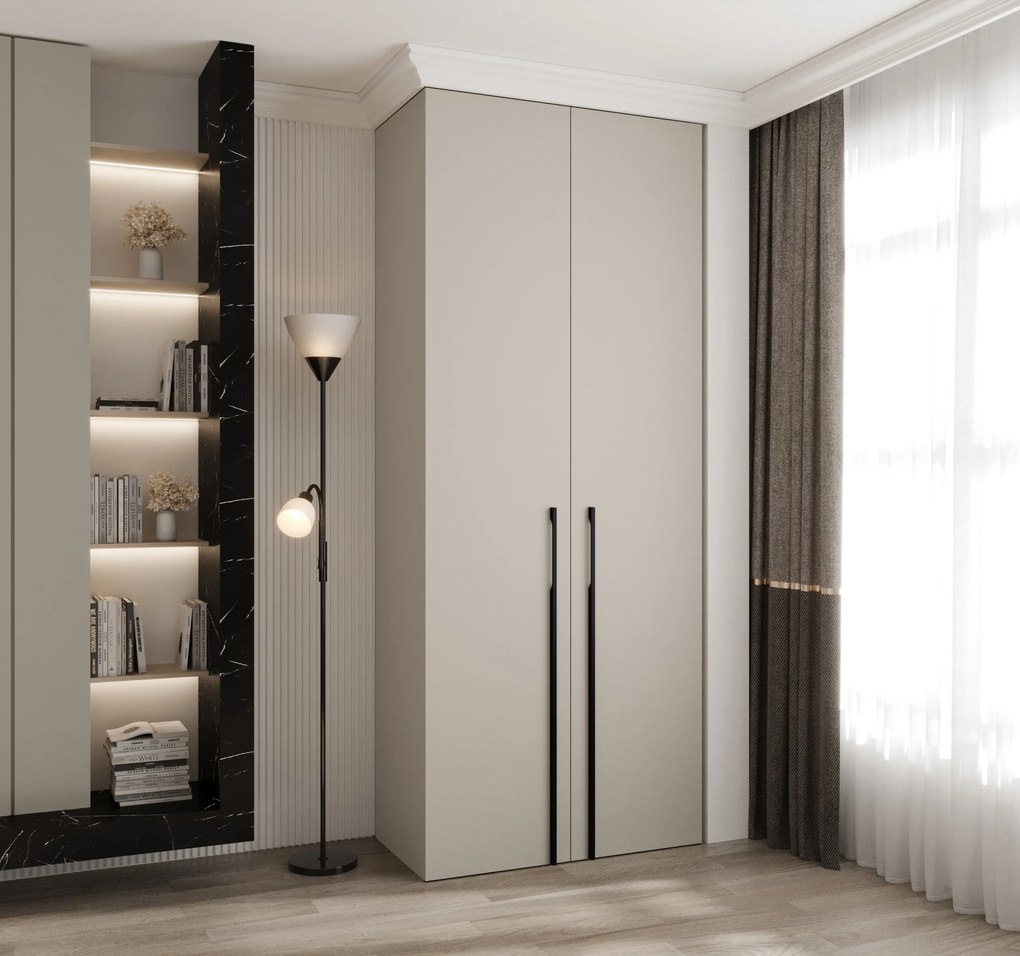 Šatníková skriňa 100 cm Carmela 50-3 (kašmír + čierna). Akcia -20%. Vlastná spoľahlivá doprava až k Vám domov. 1126767