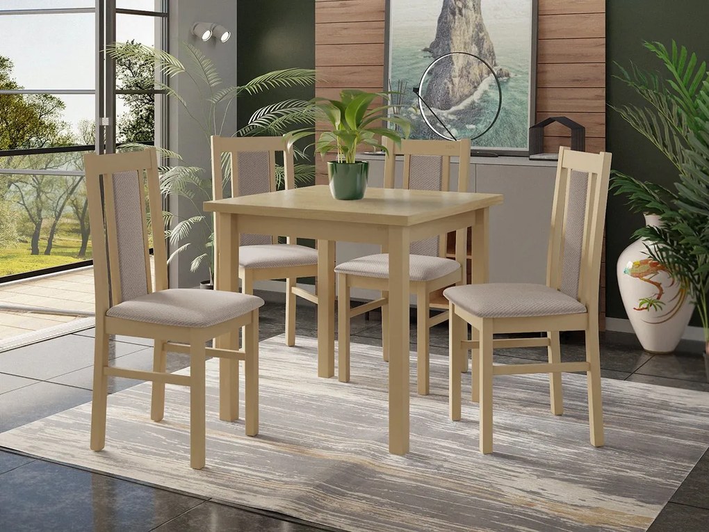 Jedálenský set (pre 4 osoby) Arnold AL27 (sonoma + svetlobéžová). Vlastná spoľahlivá doprava až k Vám domov. 1121741