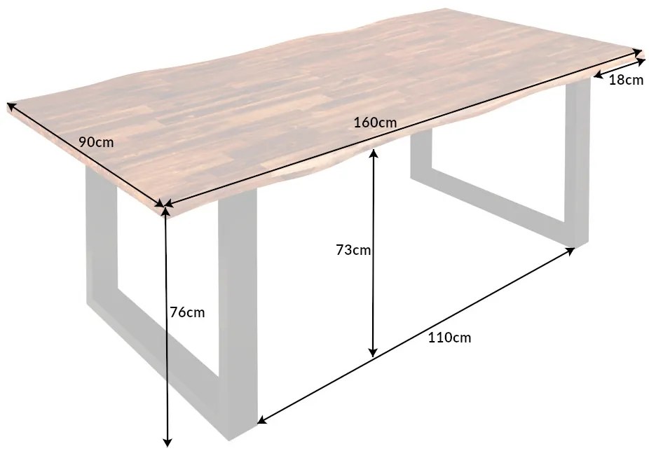 Dizajnový jedálenský stôl Evolution 160 cm akácia