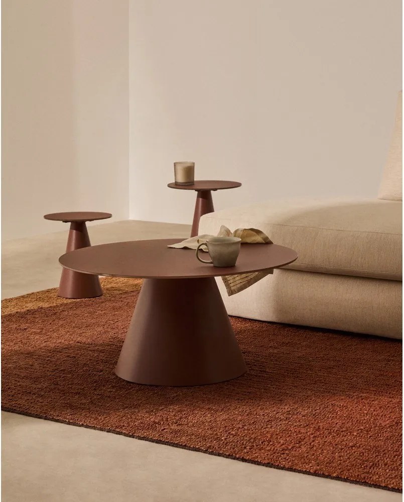 Okrúhly konferenčný stolík so sklenenou doskou v terakotovej farbe ø 80 cm Wilshire – Kave Home