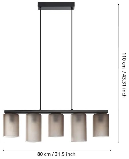 Eglo 901163 - Luster na lanku COLOMERA 5xE27/40W/230V šedá