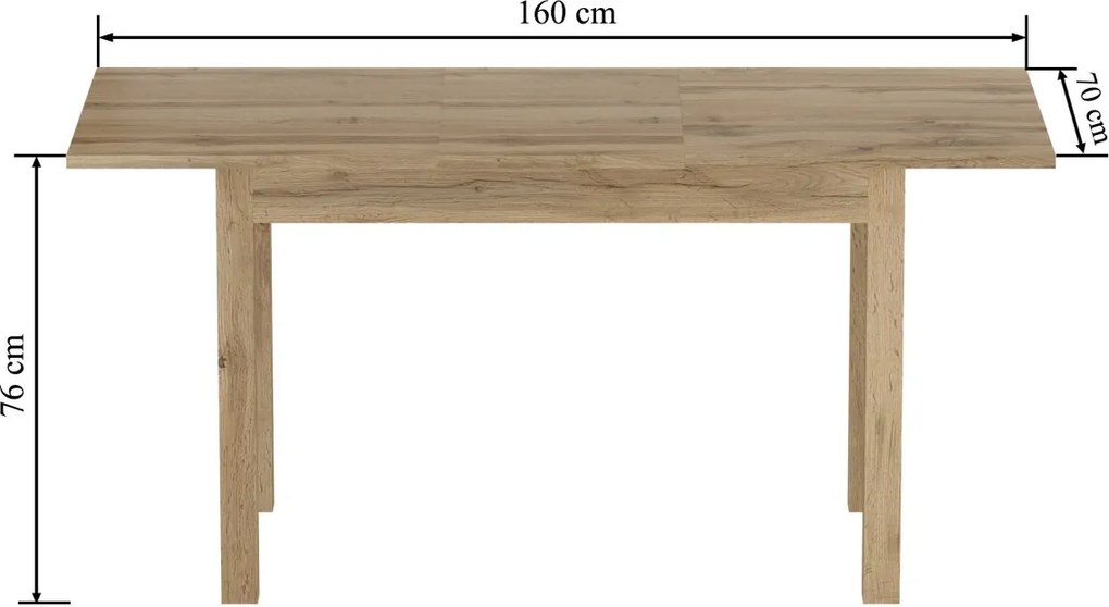 Vintino Jedálenský stôl ZENOX 120–160 cm × 70 cm – dub prírodný
