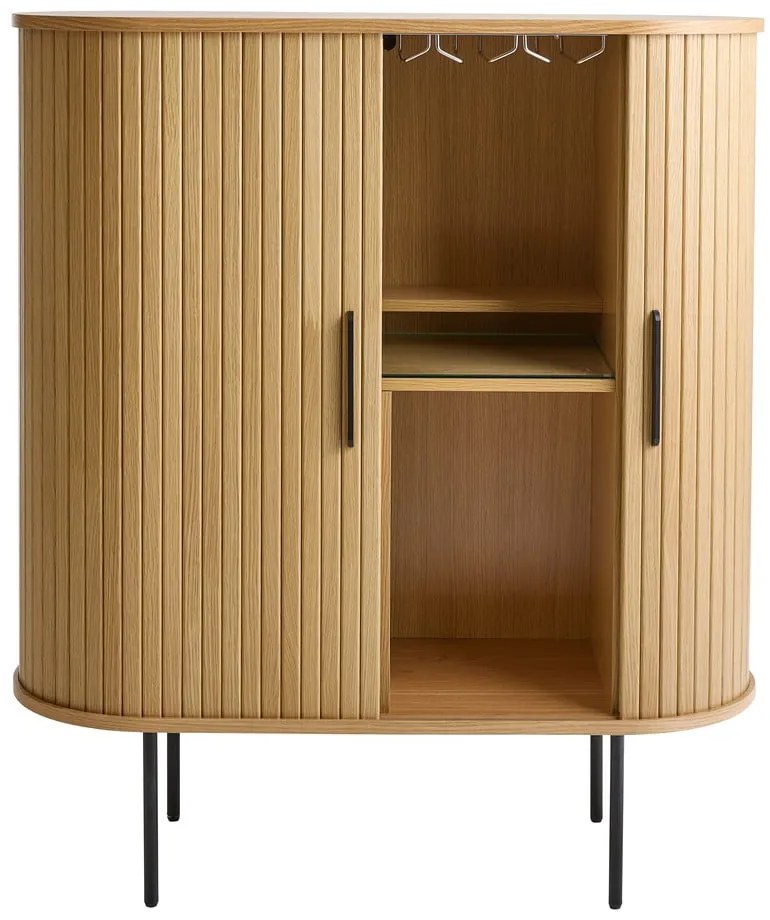 Vinotéka v dekore duba s posuvnými dverami v prírodnej farbe 100x118x40 cm Nola – Unique Furniture