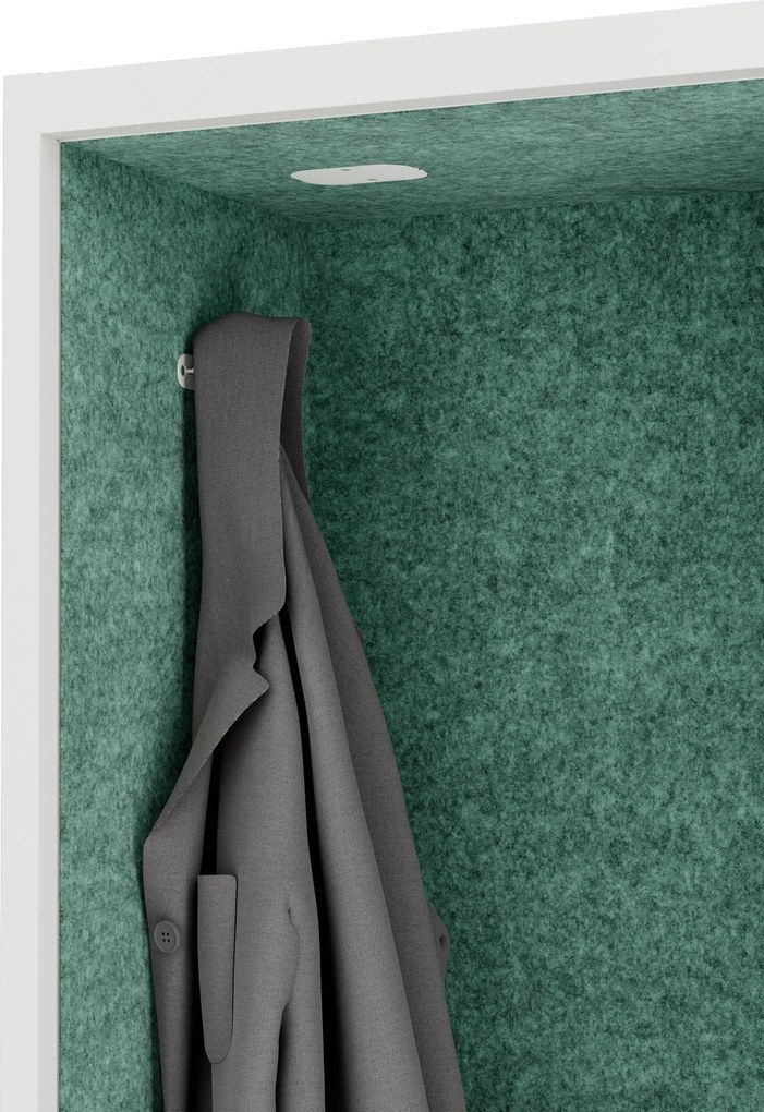 Akustická kabína SALLY MentalBox 600 mm – biely korpus, zelené sedadlo