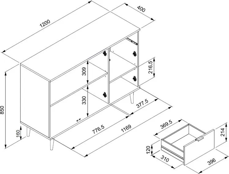 Skrinka so zásuvkou Göteborg, biela / dub sonoma