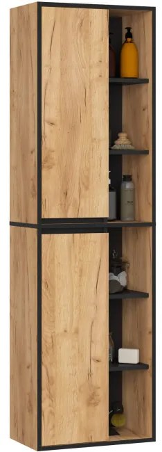 Kúpeľňová zostava VAMI s otvormi na umývadlo, dub craft / čierna