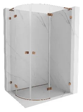 Mexen Lunar, L pravý polkruhový sprchový kút 100 x 80 cm, 8mm číre sklo, profil ružové zlato, 833L-100P-080L-60-00