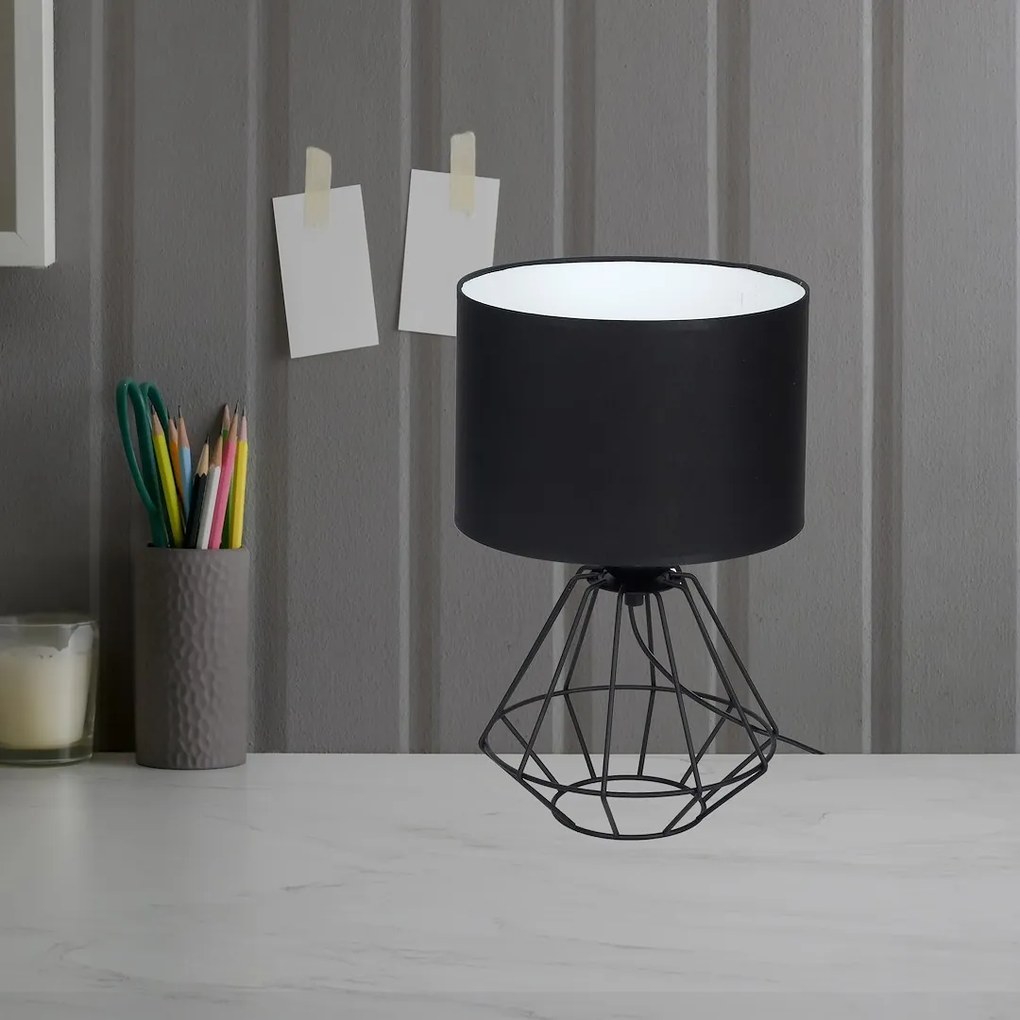 Stolná lampa Colin, 1x čierne textilné tienidlo, b