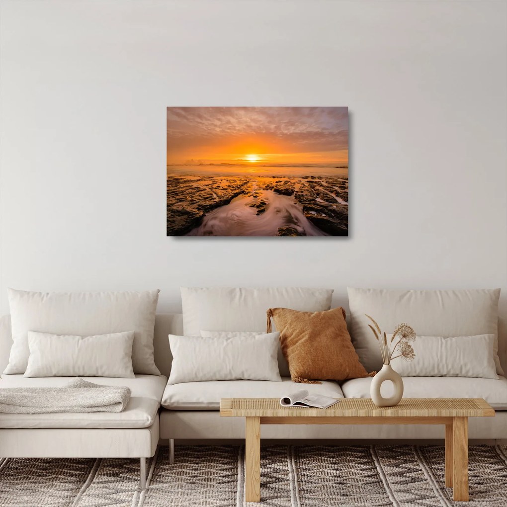 Sklenený obraz západu slnka (70x50 cm)