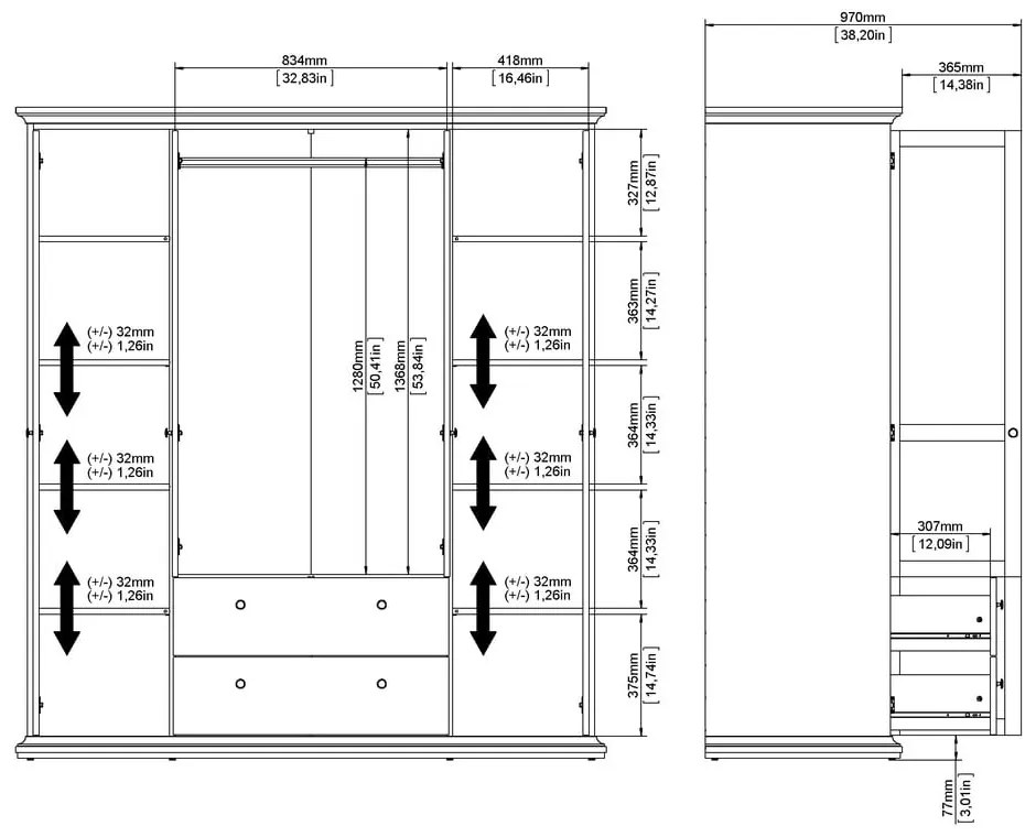 Sivá šatníková skriňa 181x201 cm Paris – Tvilum