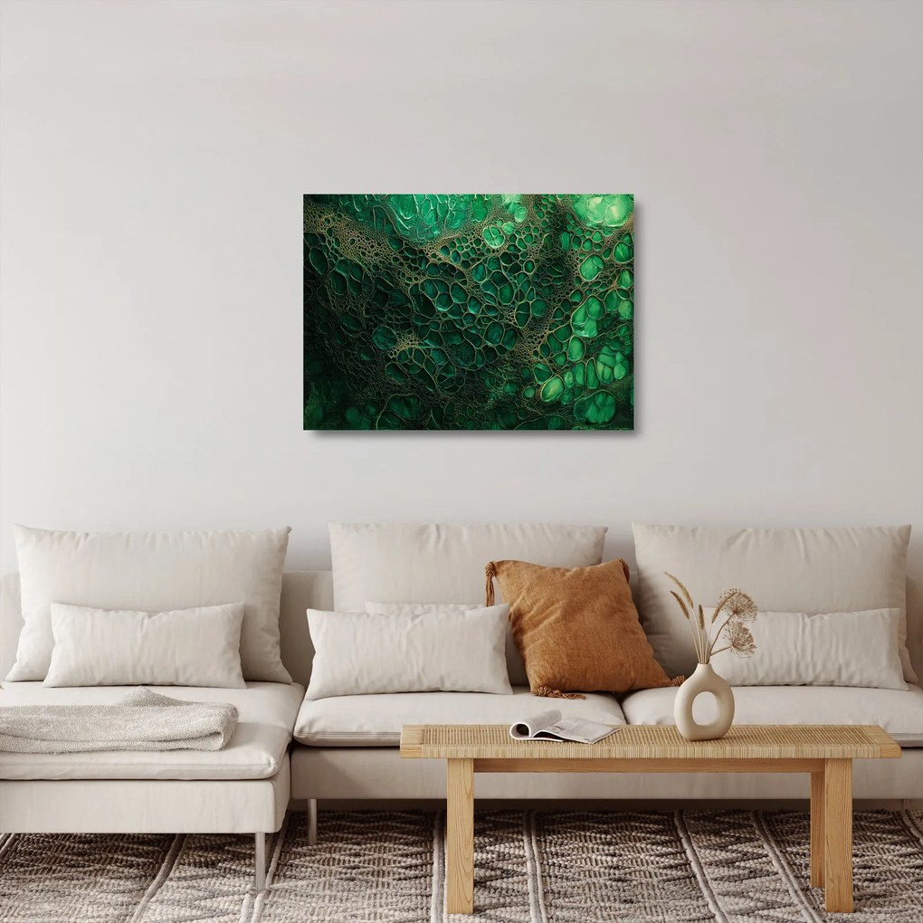 Sklenený obraz - Zelený mikroskopický záber (70x50 cm)
