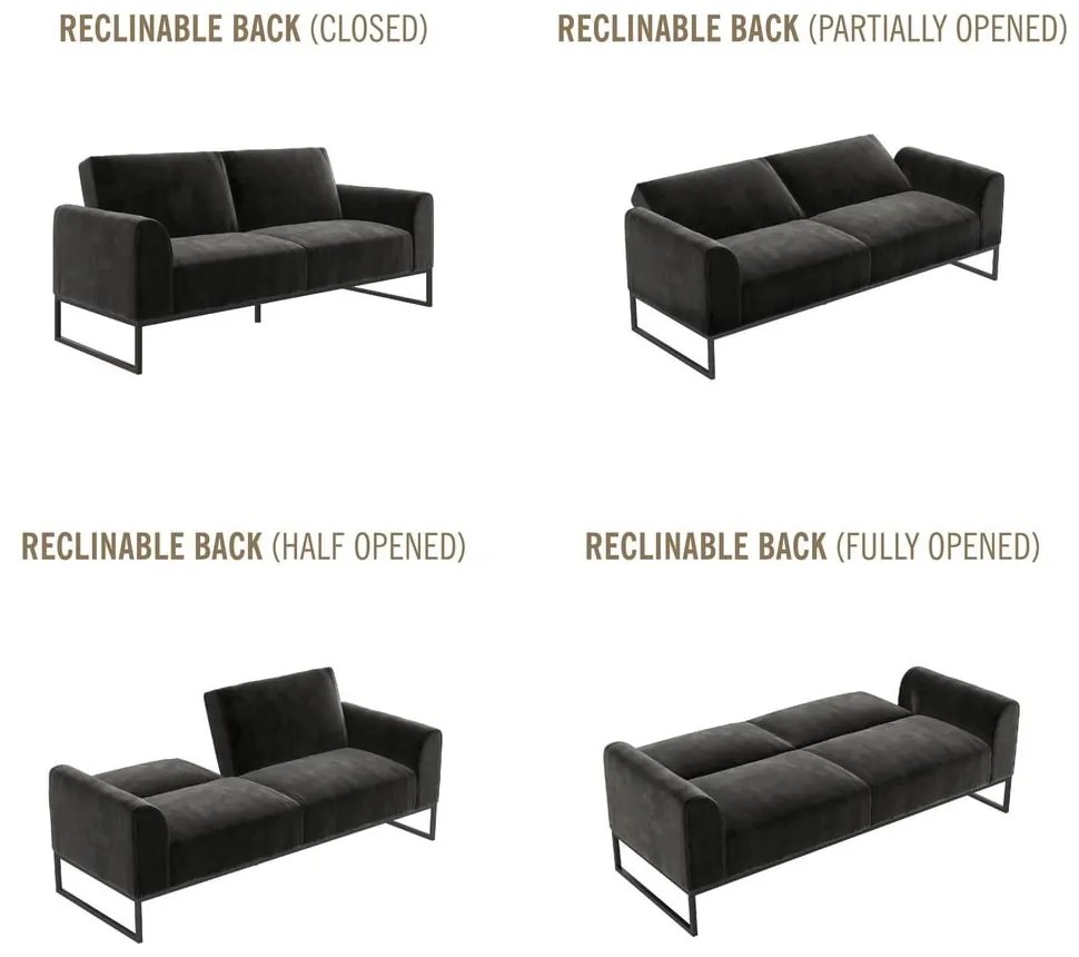 Čierna rozkladacia pohovka 217 cm Adley - CosmoLiving by Cosmopolitan