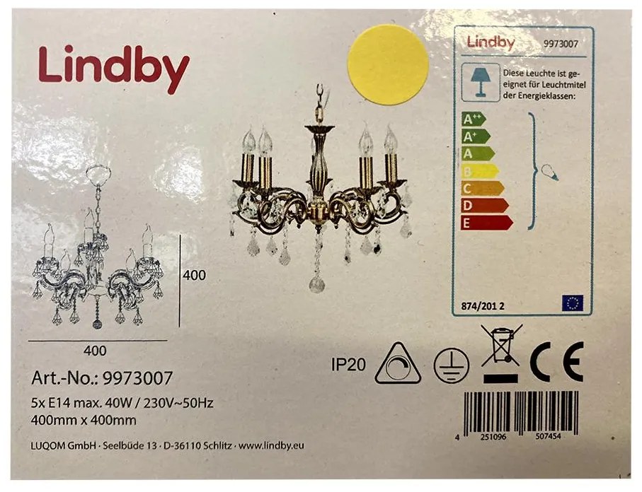 Lindby Lindby - Luster na reťazi KORA 5xE14/40W/230V LW1421