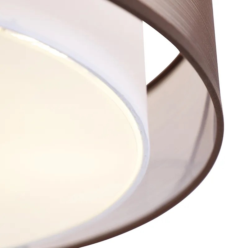 Moderné hnedé a biele stropné svietidlo 50 cm 3-svetlo - Drum Duo