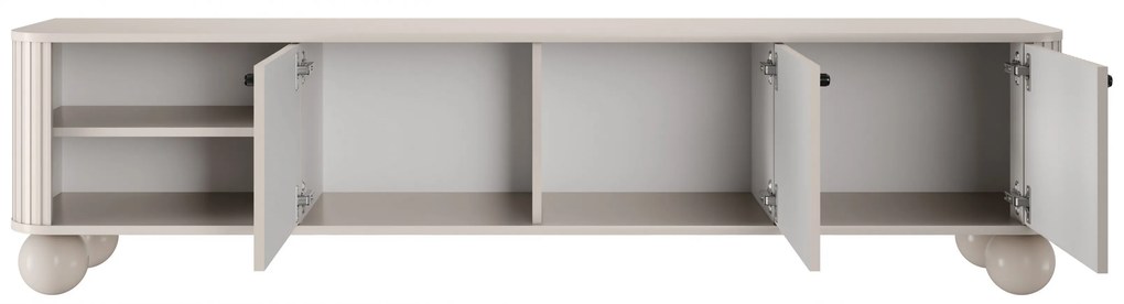 TV skrinka Vesper 187 cm trojdverová - kašmír / čierne úchytky / guľové nohy