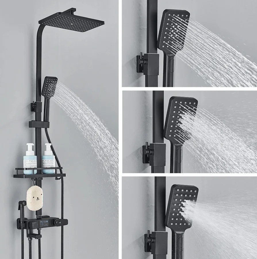 Termostatický sprchový set Regn Čierna