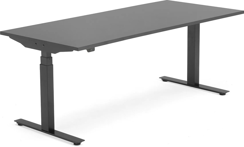 Výškovo nastaviteľný stôl Modulus, T-rám, 1800x800 mm, čierna/čierna