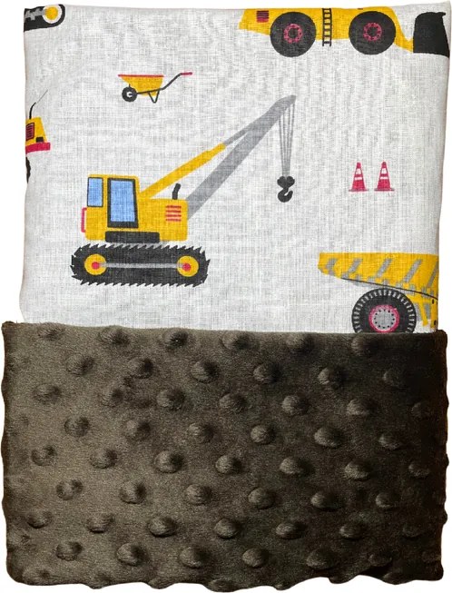 Detská deka Bager/minky tmavohnedá 60x70 cm – teplá deka do kočíka pre chlapcov