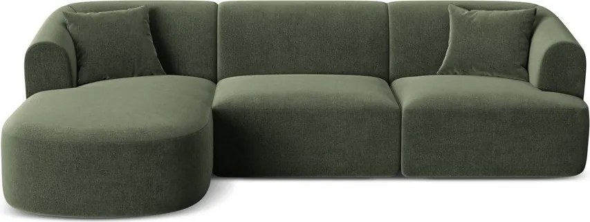 Zelená zamatová rohová pohovka (ľavý roh/s leňoškou) Campi – Cosmopolitan Design