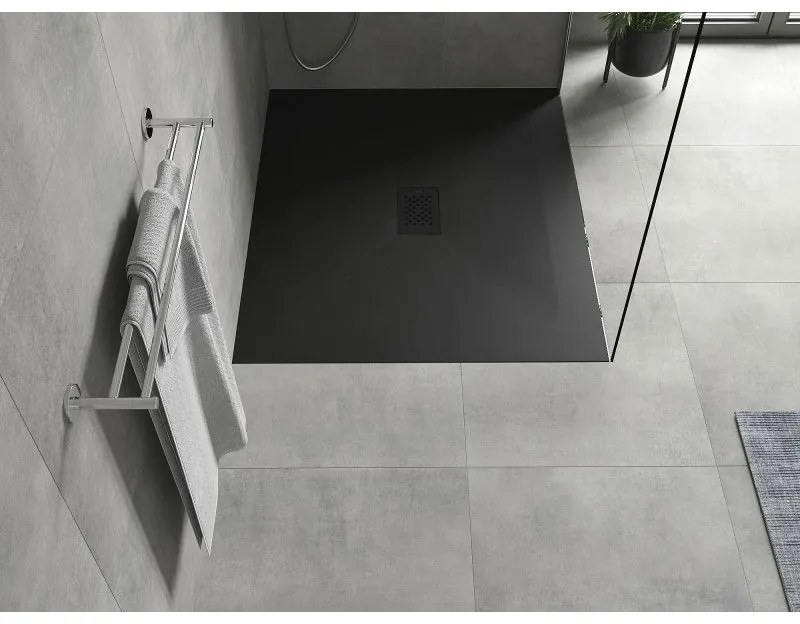 Mexen Hugo, obdĺžniková sprchová vanička SMC 110 x 100 cm, čierna, čierna krytka, 42701011-B