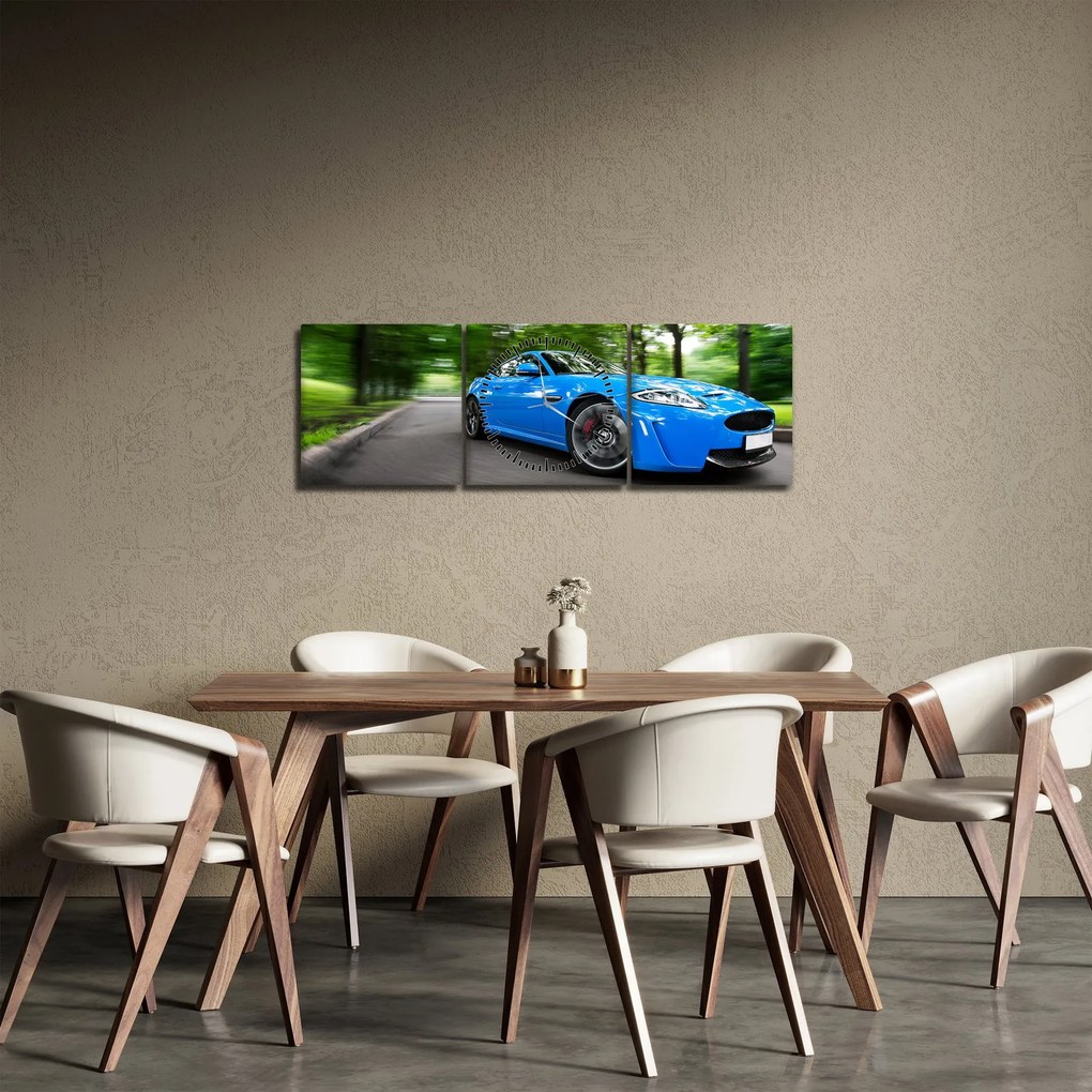 Obraz - Závodné auto (s hodinami) (90x30 cm)