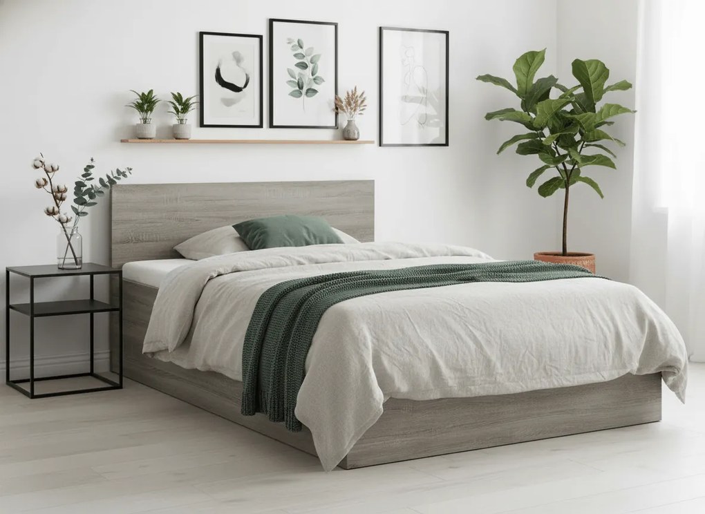 Posteľ SOFIA 120 x 200 cm, dub hľuzovka Rošt: S lamelovým roštom, Matrac: Matrac DELUXE 10 cm