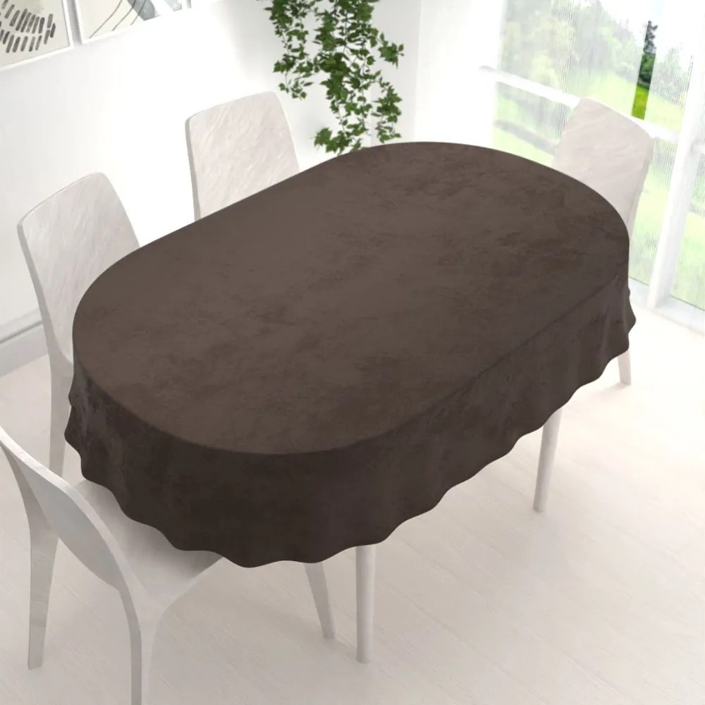 Biante Veľký zamatový oválny obrus Velvet Premium SVP-016 Tmavo hnedý 180x260 cm