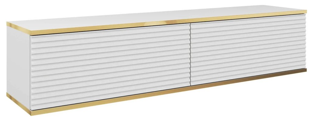 Závěsný televizní stolek Oro MDF 135 cm bílý/zlatý