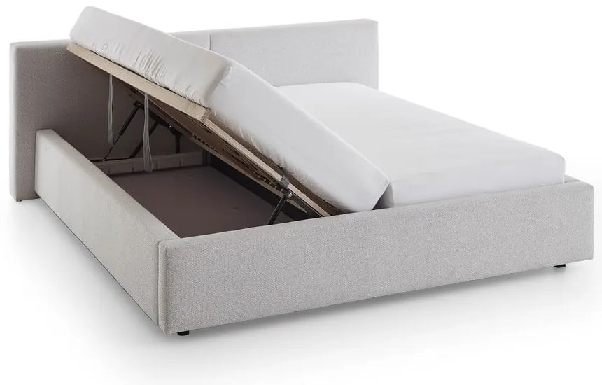 Svetlosivá čalúnená dvojlôžková posteľ s úložným priestorom s roštom 160x200 cm Cube – Meise Möbel