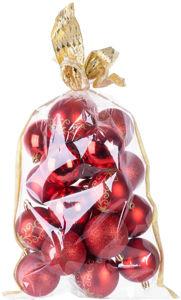 Gule MagicHome Vianoce, 20 ks, 6 cm, červené, na vianočný stromček