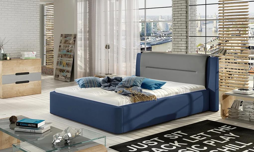 NABBI Portima 140 čalúnená manželská posteľ modrá / sivá