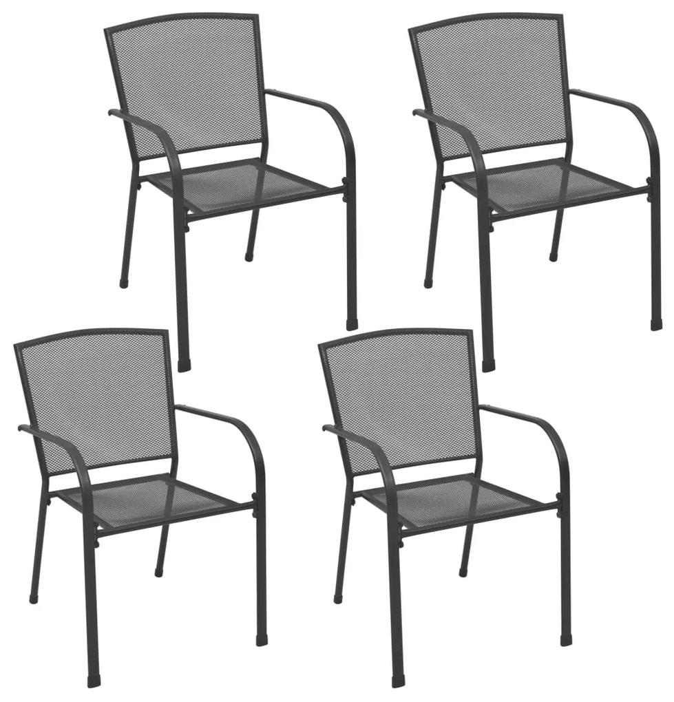 Vonkajšie stoličky 4 ks, sieťovinový dizajn, antracitové, oceľ 310154