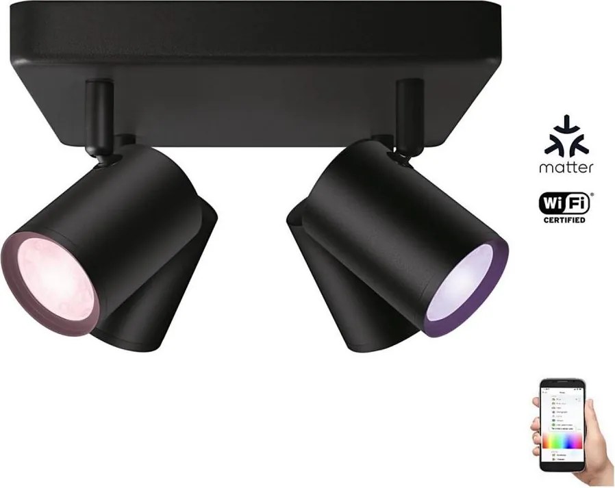 WiZ - LED RGBW Stmievateľné bodové svietidlo IMAGEO 4xGU10/4,9W/230V čierna Wi-Fi