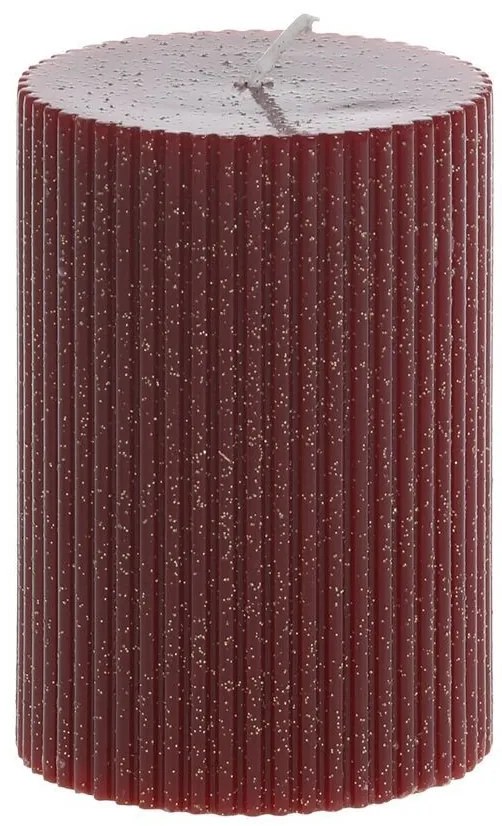 Krémová široká sviečka s drážkami a trblietkami Macon - Ø 7*10cm / 40h