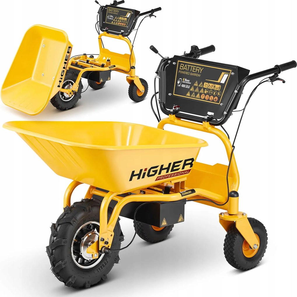 Elektrický stavebný záhradný vozík Higher 500 W 150 kg 120 l 48 V