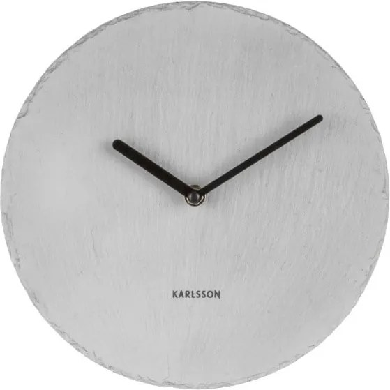 Sivé nástenné bridlicové hodiny Karlsson Slate, Ø 25 cm
