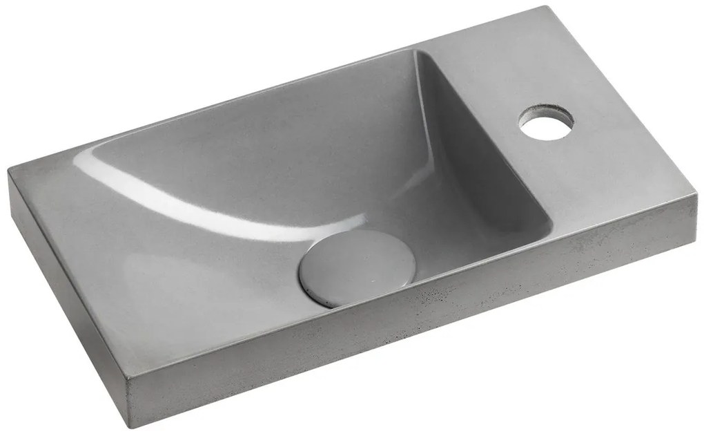 Sapho Sapho, AGOS betónové umývadlo 40x22cm, ľavé/pravé, šedá lesklá, AS40017
