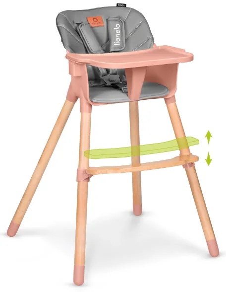 Lionelo - Detská jedálenská stolička 2 v 1 KOEN Pink Rose