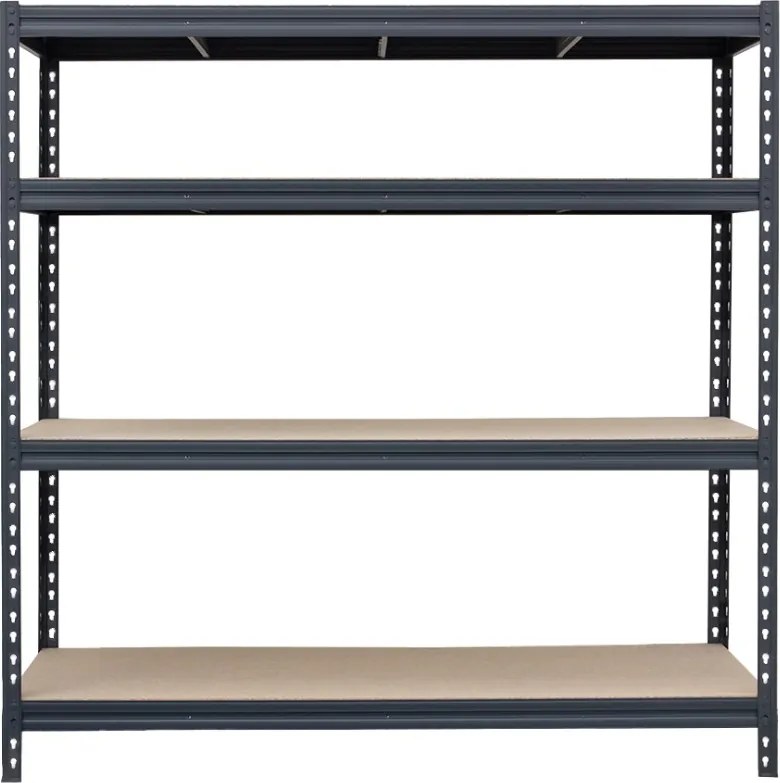 Kovové regály BULLRACK RIVET PRO 200x150x60 DTD drevotrieska 5 úrovní antracitová sivá