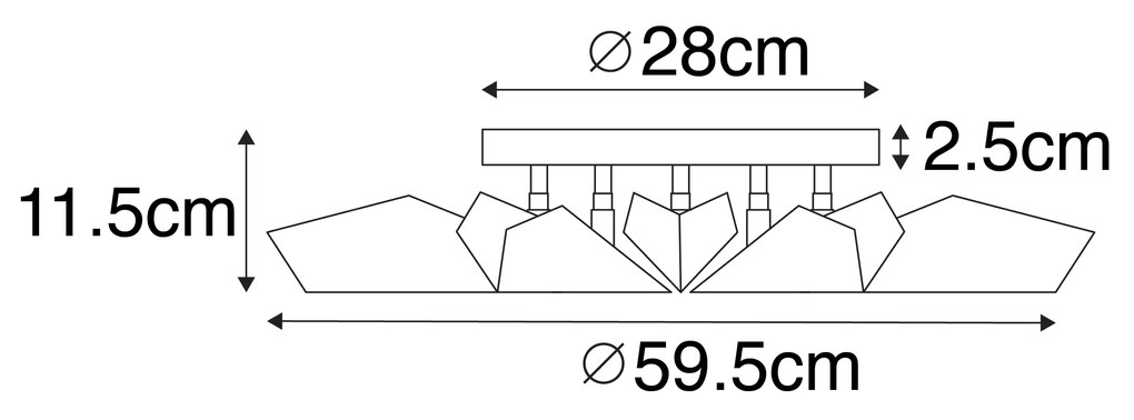 Dizajnové stropné svietidlo čierne so zlatom 5-žiarovkové - Sinem