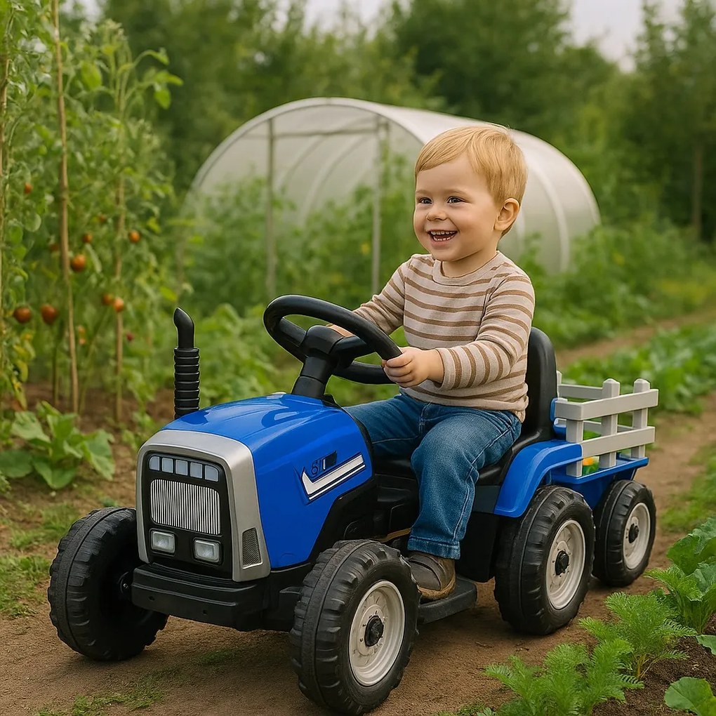 Elektrické autíčko Traktor s prívesom NV-X611 modré