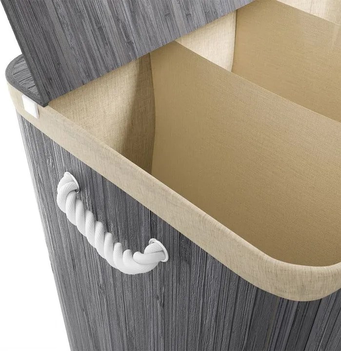 Bambusový košík na bielizeň 150 l s vekom a vreckom