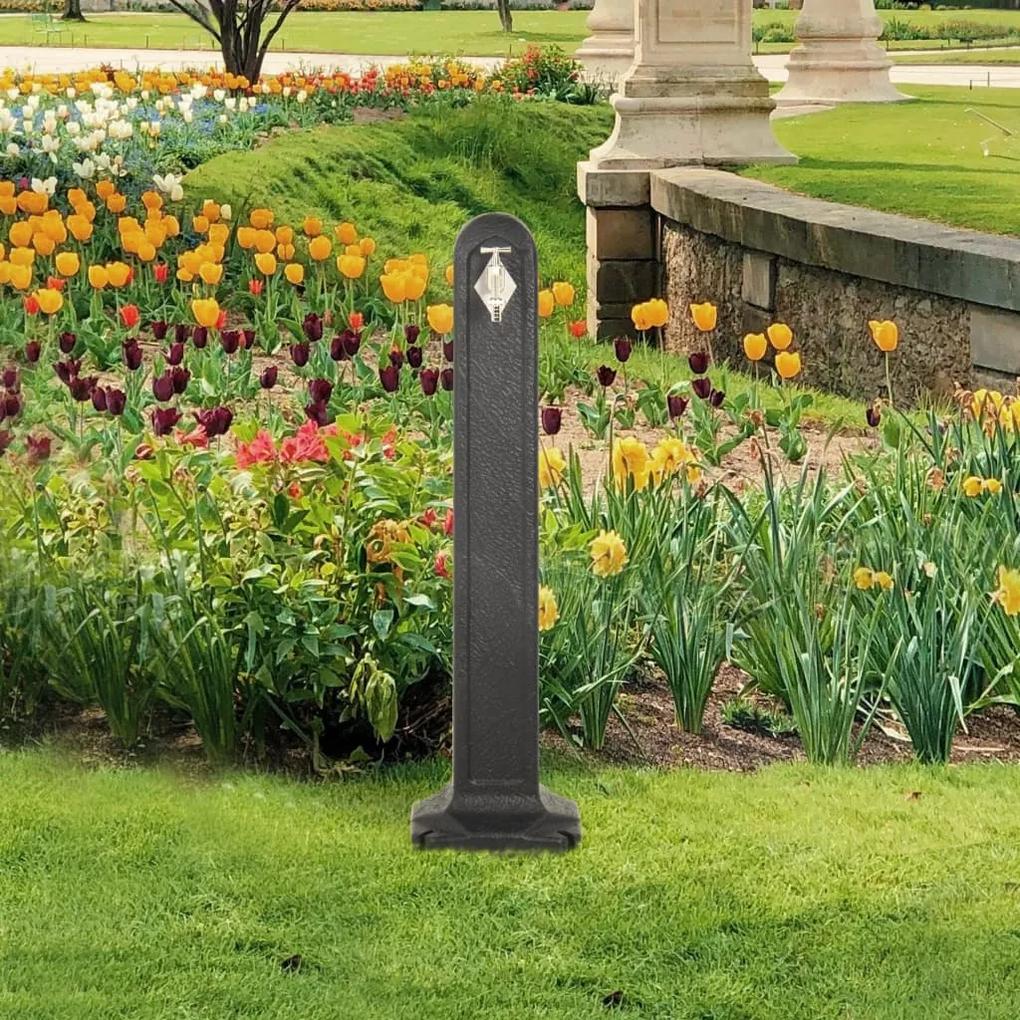 vidaXL Záhradný stĺpik na vodu s kohútikom antracitový vzhľad kameňa