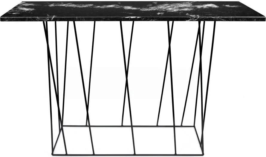 Čierny mramorový konzolový stolík s čiernymi nohami TemaHome Heli×