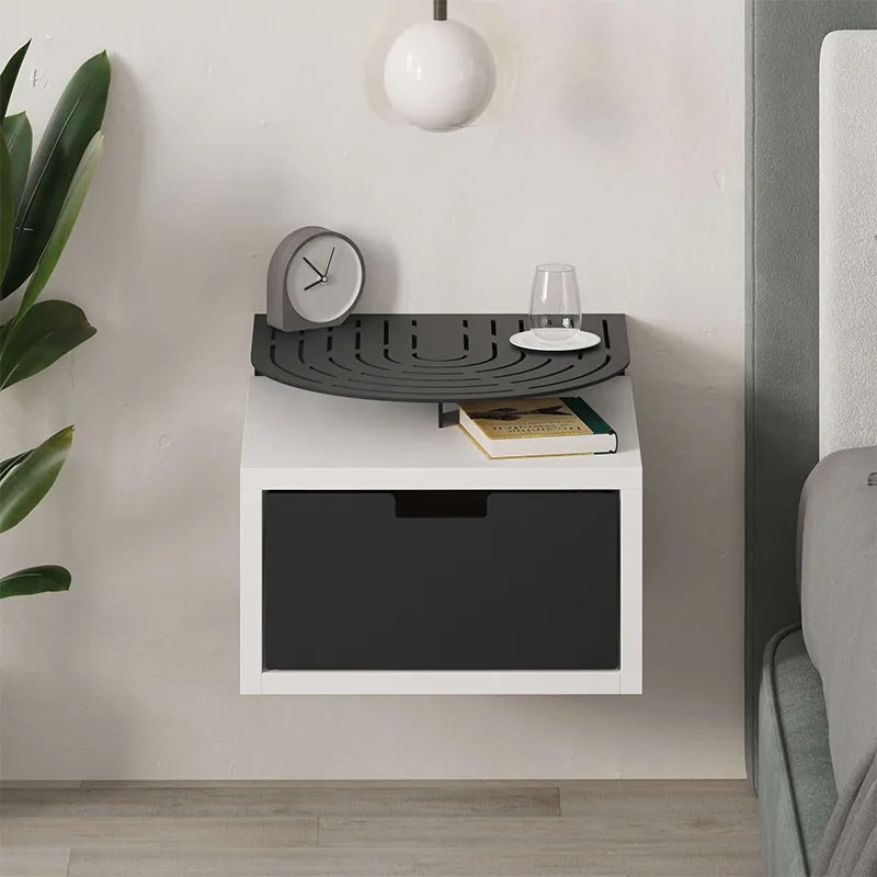 Závesný nočný stolík Houseland Oslo bielo-čierny