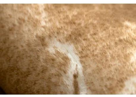 Okrúhly prateľný koberec LAPIN shaggy protišmykový , slonová kosť / hnedá Veľkosť: kruh 100 cm