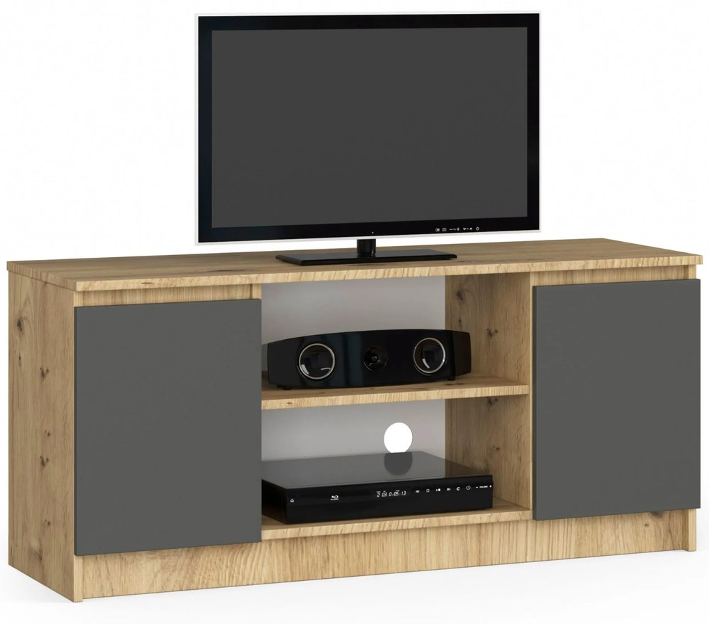 TV stolík Kapono  (dub artisan + sivá). Akcia -19%. Vlastná spoľahlivá doprava až k Vám domov. 1069924